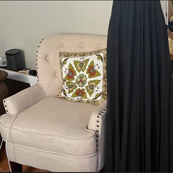 La Femme Black Chiffon Dress Good Beads - Picture 4 of 6